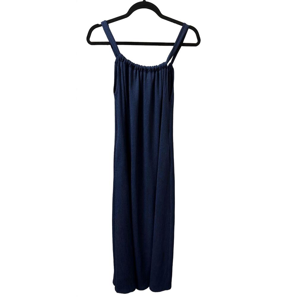 NEW ASTROLOGIE women's crinkle tie back midi dress in modern navy
